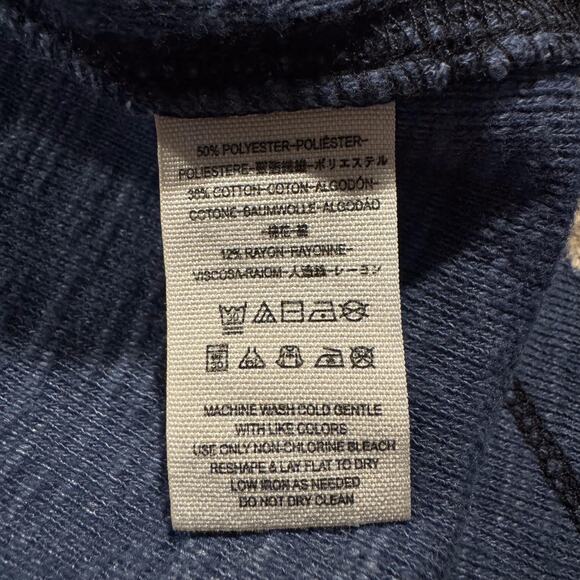 We The Free People Womens Top Turtleneck Split Back Raw Edge Blue Size Small FO - Picture 4 of 6